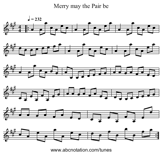 Merry may the Pair be - staff notation