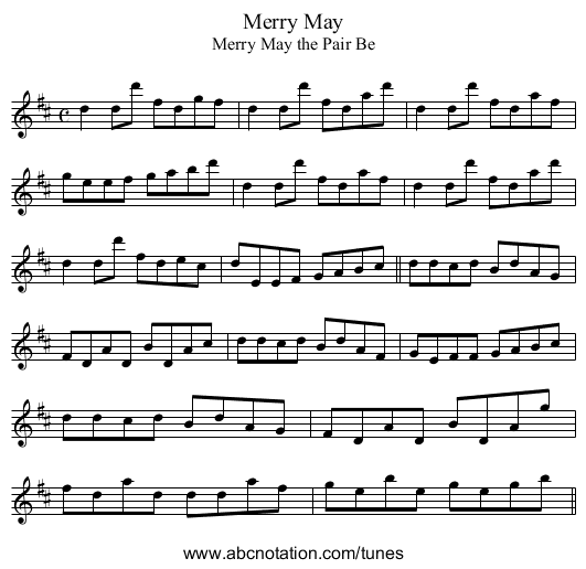 Merry May - staff notation
