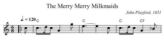 Merry Merry Milkmaids, The - staff notation