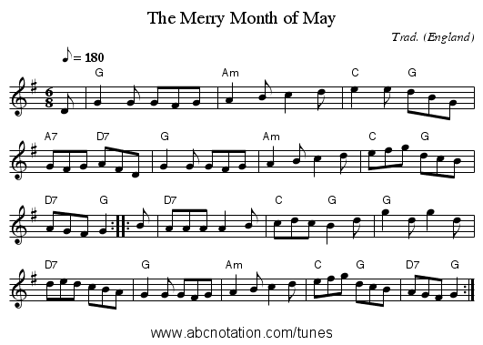 Merry Month of May, The - staff notation