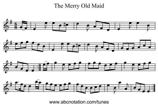 Merry Old Maid, The - staff notation
