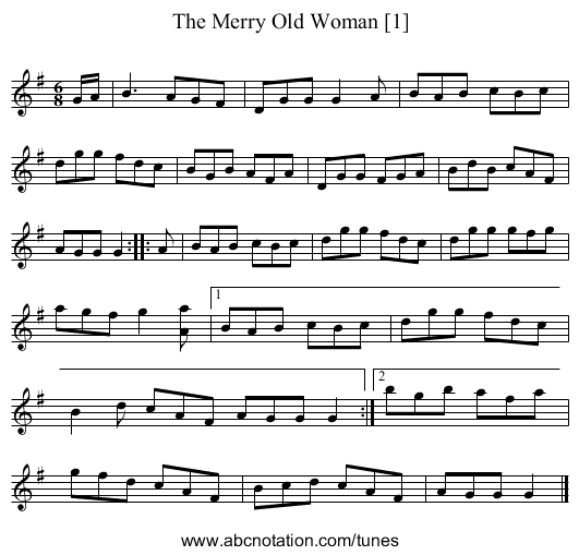 Merry Old Woman [1], The - staff notation