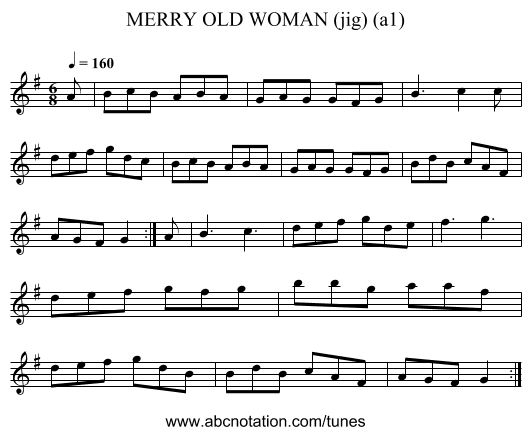 MERRY OLD WOMAN (jig) (a1) - staff notation