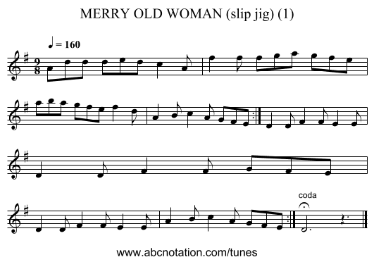 MERRY OLD WOMAN (slip jig) (1) - staff notation