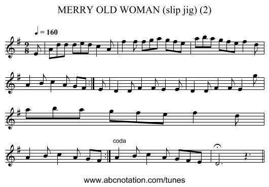 MERRY OLD WOMAN (slip jig) (2) - staff notation