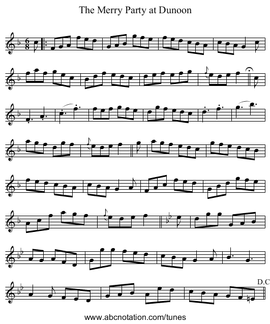 Merry Party at Dunoon, The - staff notation