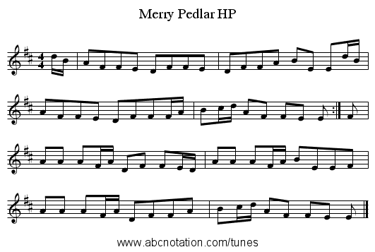 Merry Pedlar HP - staff notation