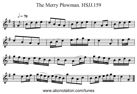Merry Plowman. HSJJ.159, The - staff notation