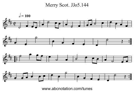 Merry Scot. JJo5.144 - staff notation