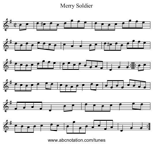 Merry Soldier - staff notation