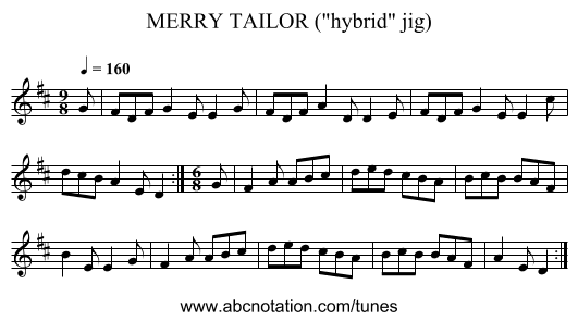 MERRY TAILOR (hybrid jig) - staff notation