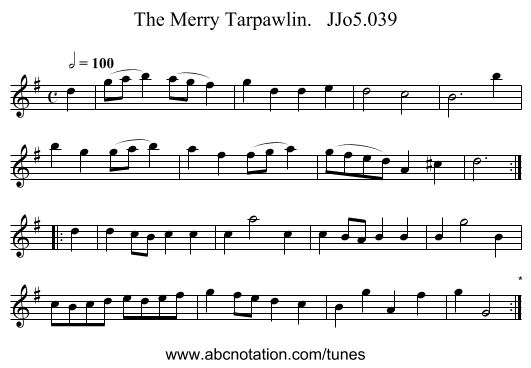 Merry Tarpawlin.   JJo5.039, The - staff notation