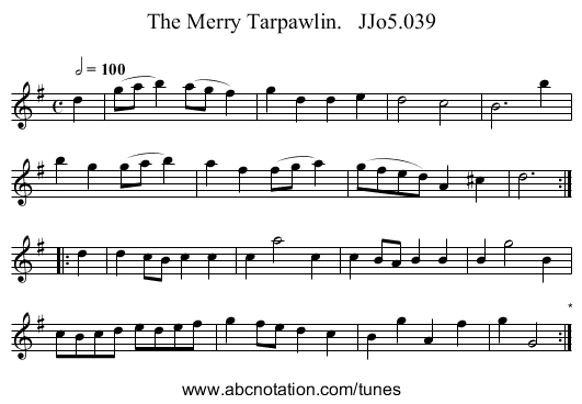 Merry Tarpawlin.   JJo5.039, The - staff notation