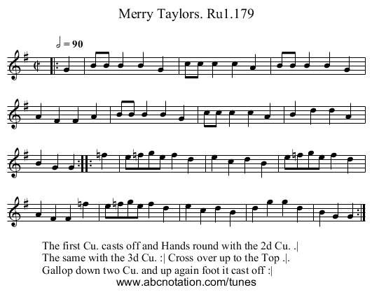 Merry Taylors. Ru1.179 - staff notation