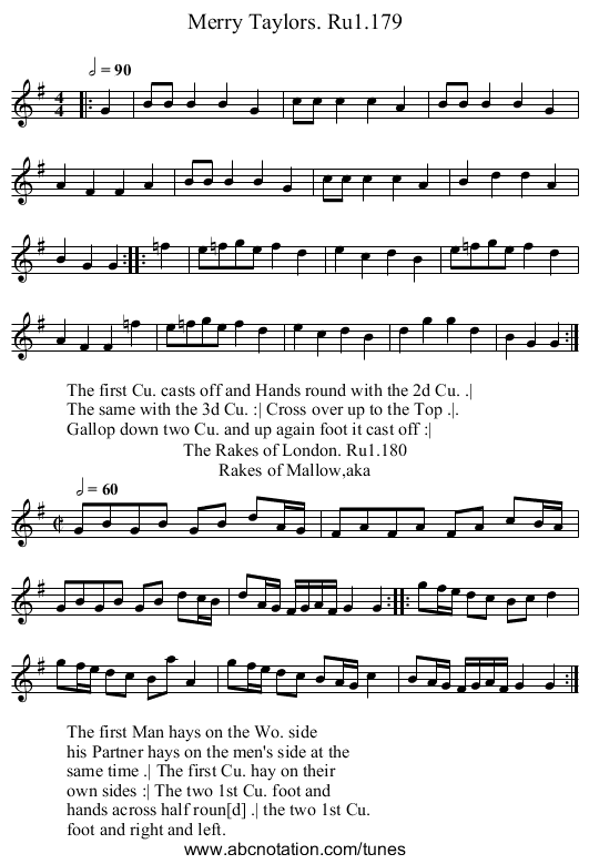 Merry Taylors. Ru1.179 - staff notation