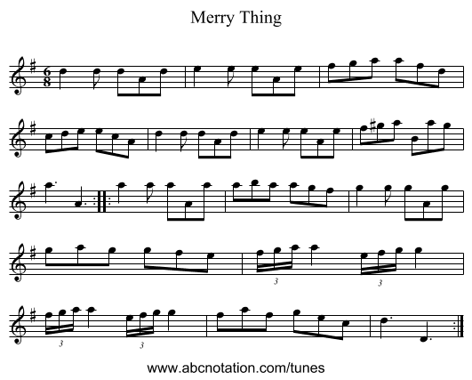 Merry Thing - staff notation