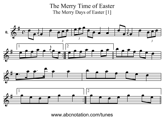 Merry Time of Easter, The - staff notation