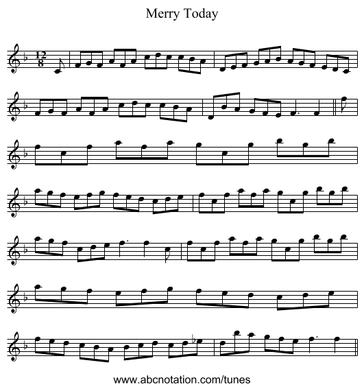 Merry Today - staff notation