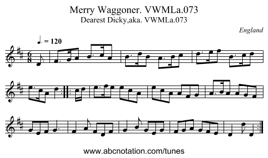 Merry Waggoner. VWMLa.073 - staff notation