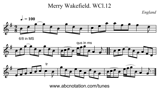 Merry Wakefield. WCl.12 - staff notation