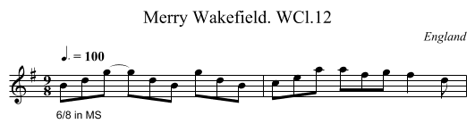 Merry Wakefield. WCl.12 - staff notation