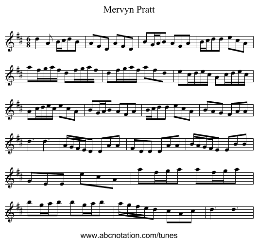 Mervyn Pratt - staff notation