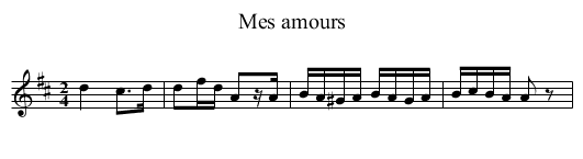 Mes amours - staff notation