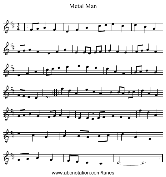 Metal Man - staff notation