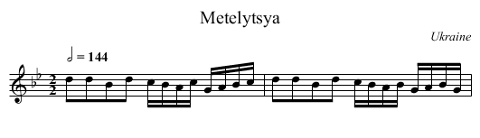 Metelytsya - staff notation