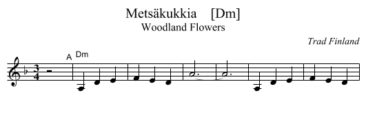 Mets&auml;kukkia    [Dm] - staff notation