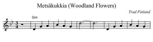 Metsäkukkia (Woodland Flowers) - staff notation