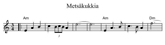 Metsäkukkia - staff notation