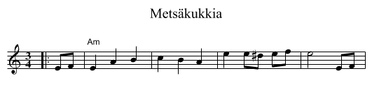 Metsäkukkia - staff notation