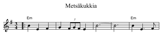 Metsäkukkia - staff notation
