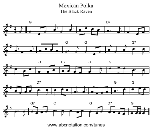 Mexican Polka - staff notation