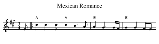 Mexican Romance - staff notation