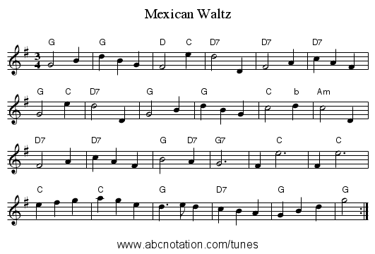 Mexican Waltz - staff notation