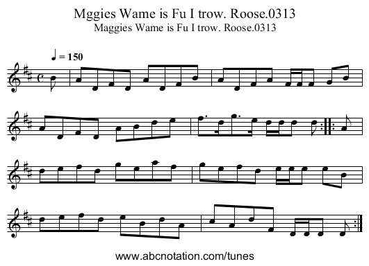 Mggies Wame is Fu I trow. Roose.0313 - staff notation