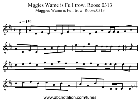Mggies Wame is Fu I trow. Roose.0313 - staff notation