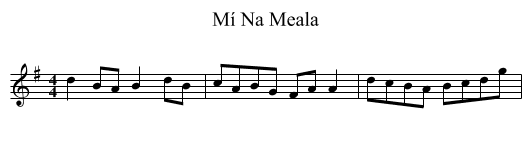 Mí Na Meala - staff notation