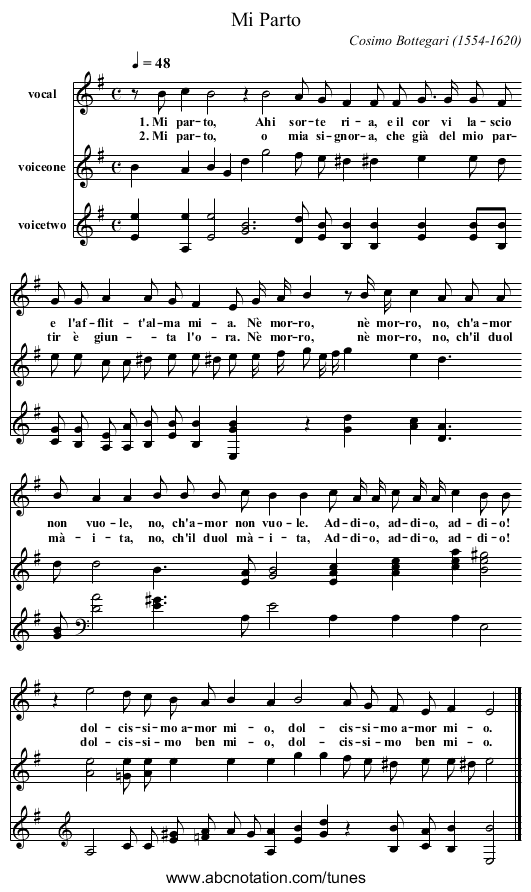 Mi Parto - staff notation