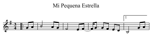 Mi Pequena Estrella - staff notation