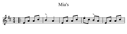 Mia's - staff notation