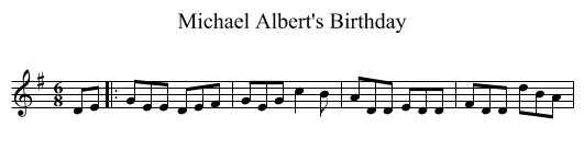 Michael Albert's Birthday - staff notation