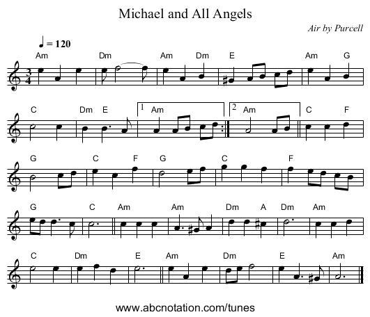 Michael and All Angels - staff notation