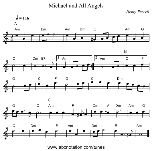 Michael and All Angels - staff notation
