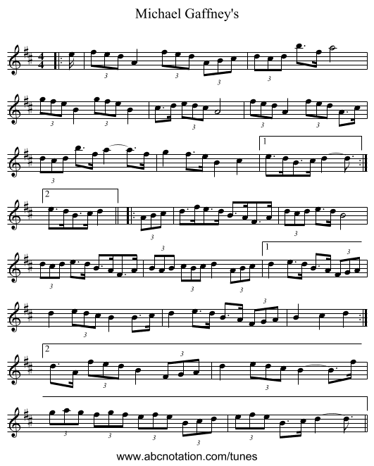 Michael Gaffney's - staff notation