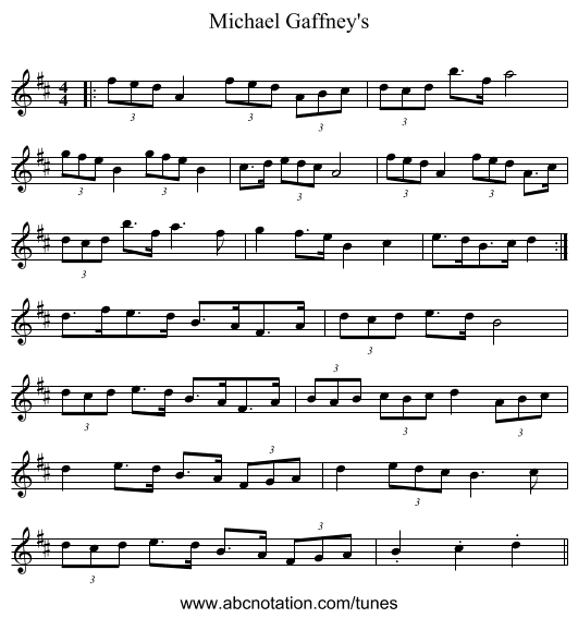 Michael Gaffney's - staff notation