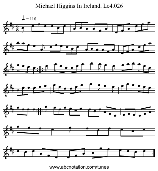 Michael Higgins In Ireland. Le4.026 - staff notation