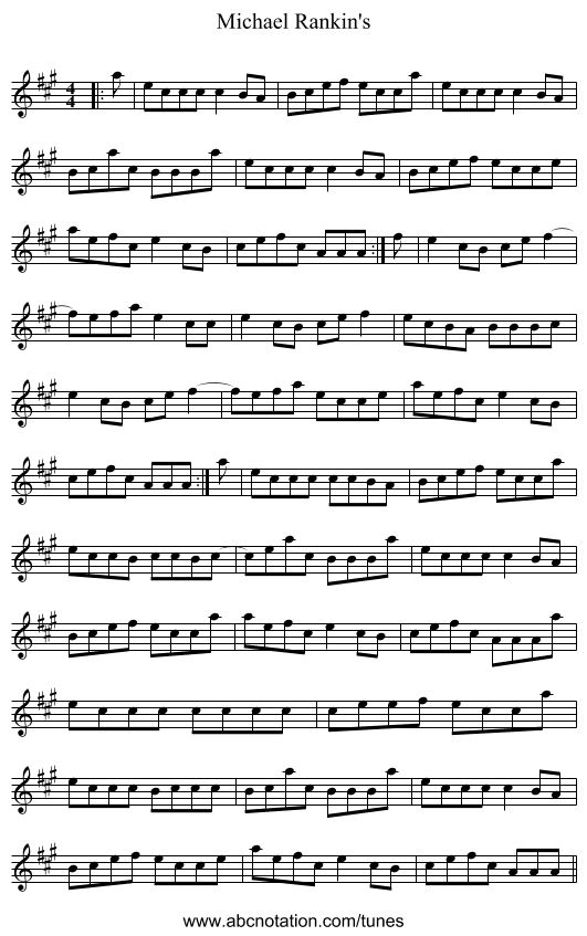 Michael Rankin's - staff notation